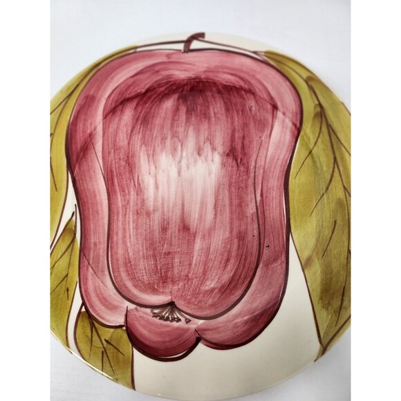Vintage La Ceramica Italy Red Bell Pepper Round Serving Platter Hand Painted - Picture 2 of 5